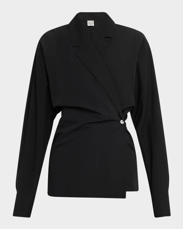 Batwing-Sleeve Wrap Blouse